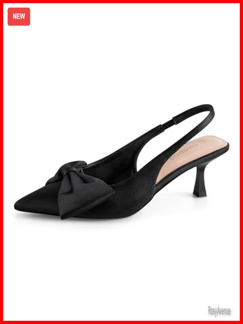 Kitten Heel Slingback Pumps Pointed Toe Bow Dress Shoes